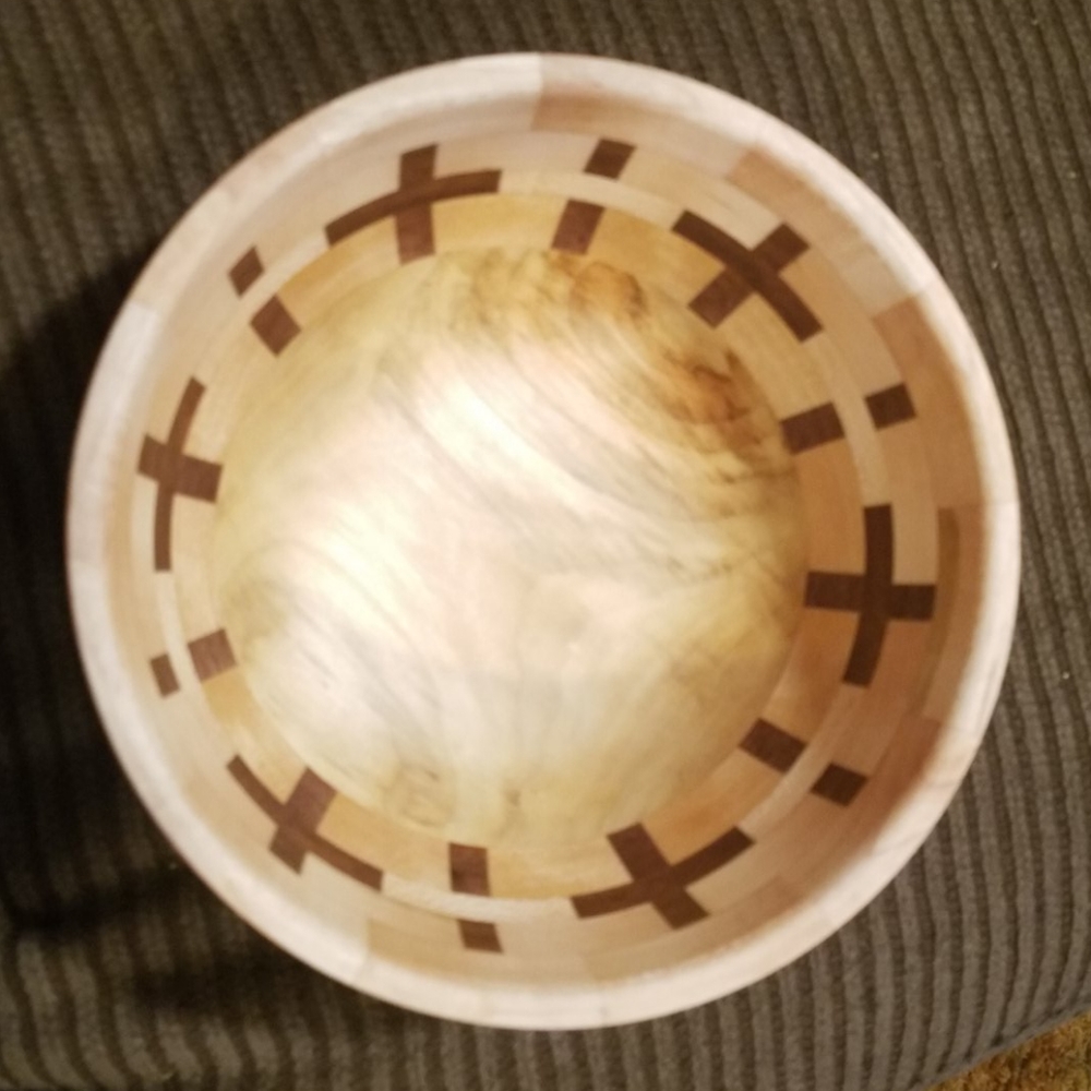 Wood turned bowl with custom inlay
